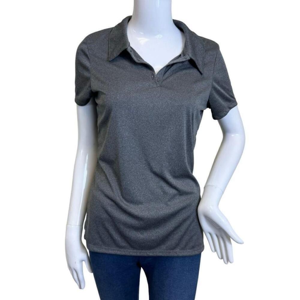 Women's All Sport Gray Short Sleeve Polo Shirt Size S